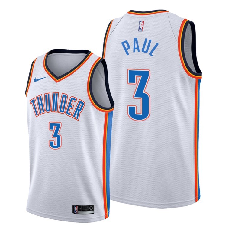 Men's Oklahoma City Thunder #3 Chris Paul White NBA Stitched Jersey Men's Oklahoma City Thunder #3 Chris Paul White NBA Stitched Jersey